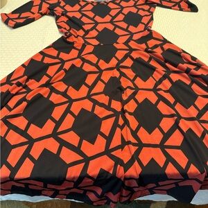 LuLaRoe Red and Black Geometric Long Sleeve Dress